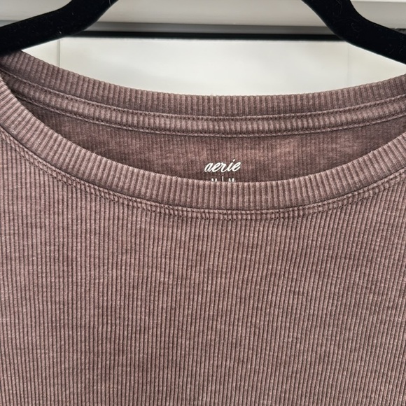 NWOT AERIE Ribbed Mauve Crop Top - Picture 4 of 5